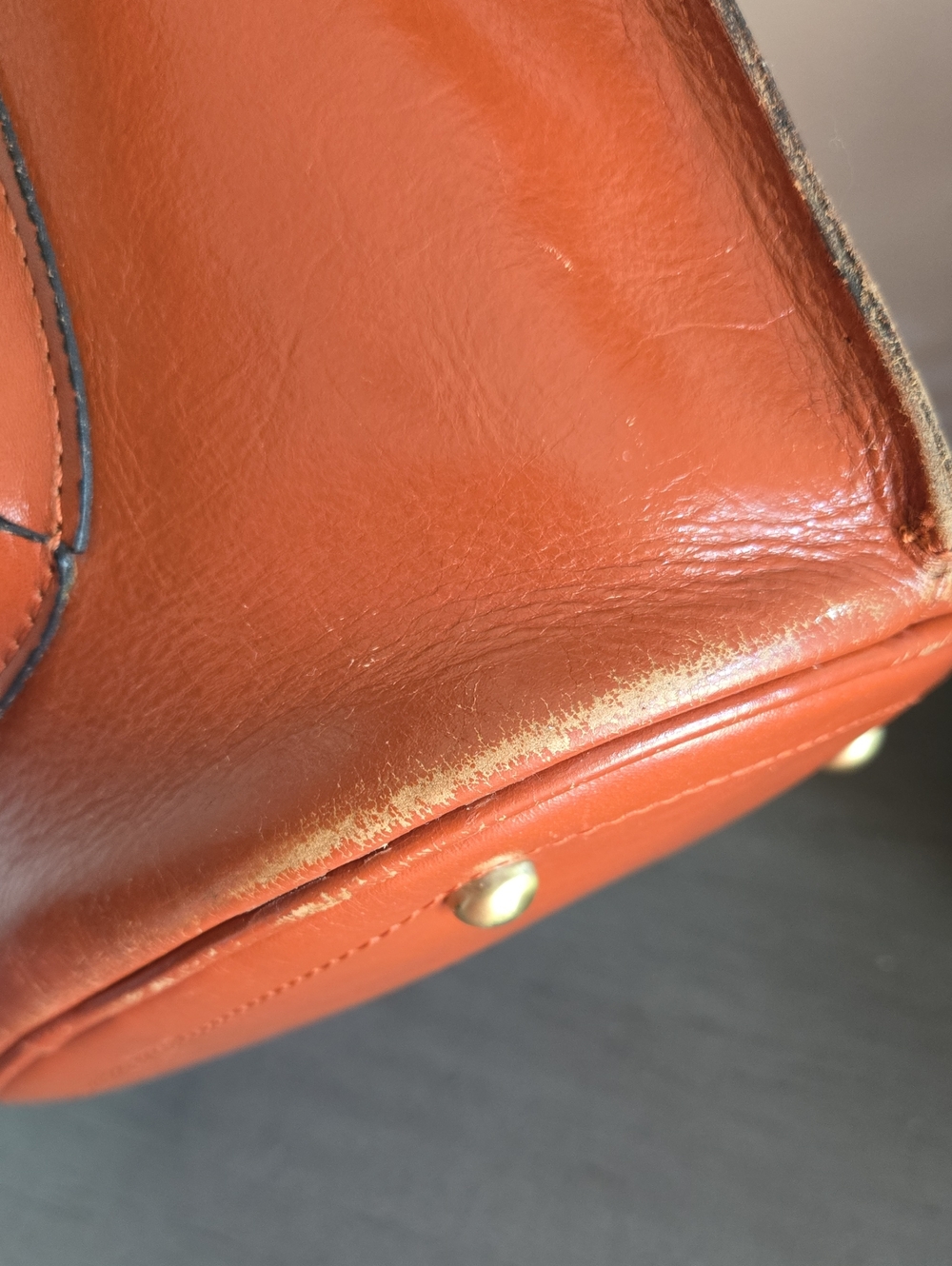 Patricia Nash Lavello Leather Bucket Bag - Rust Brown/Gold Lining - Picture 7 of 13